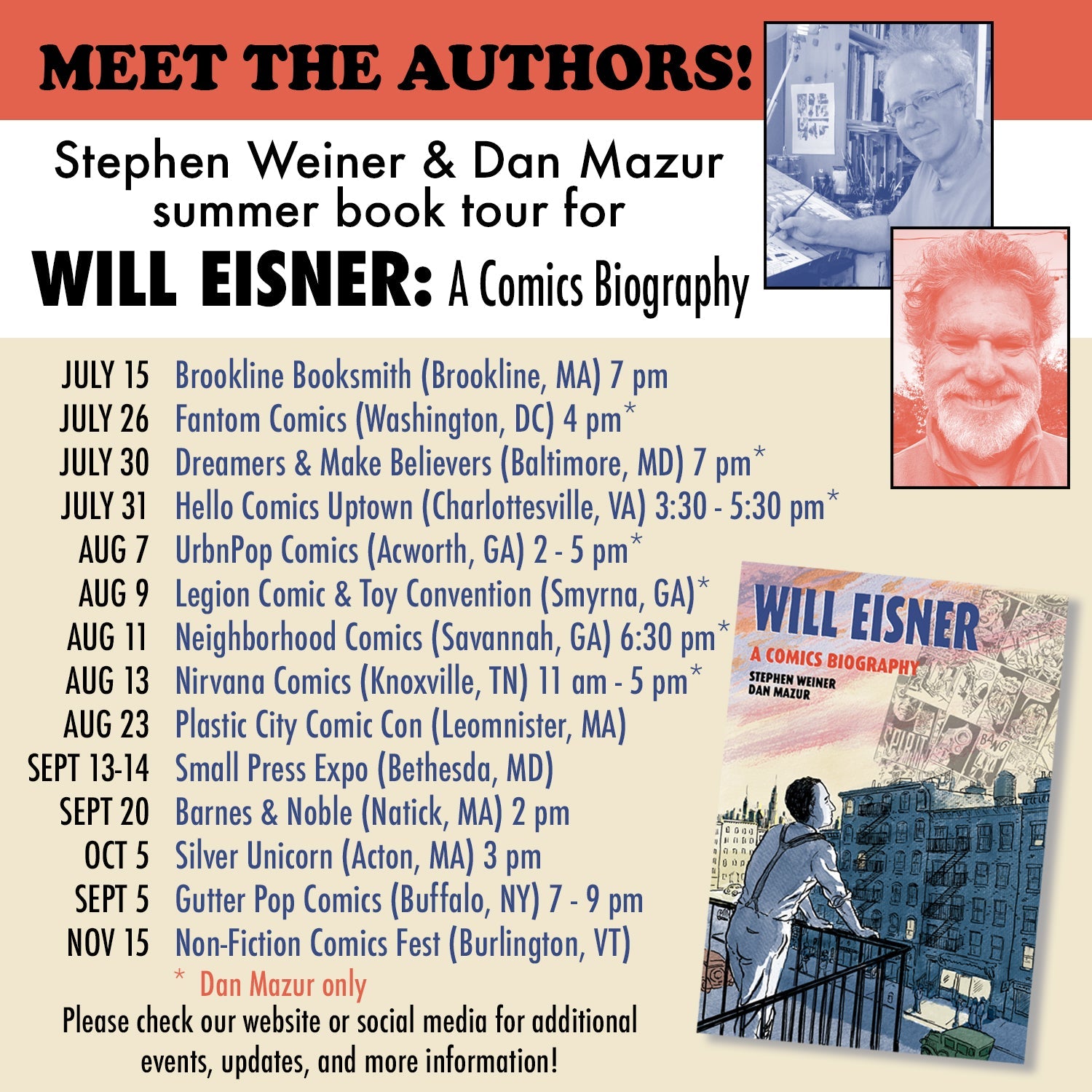 WILL EISNER summer book tour with Dan Mazur & Stephen Weiner