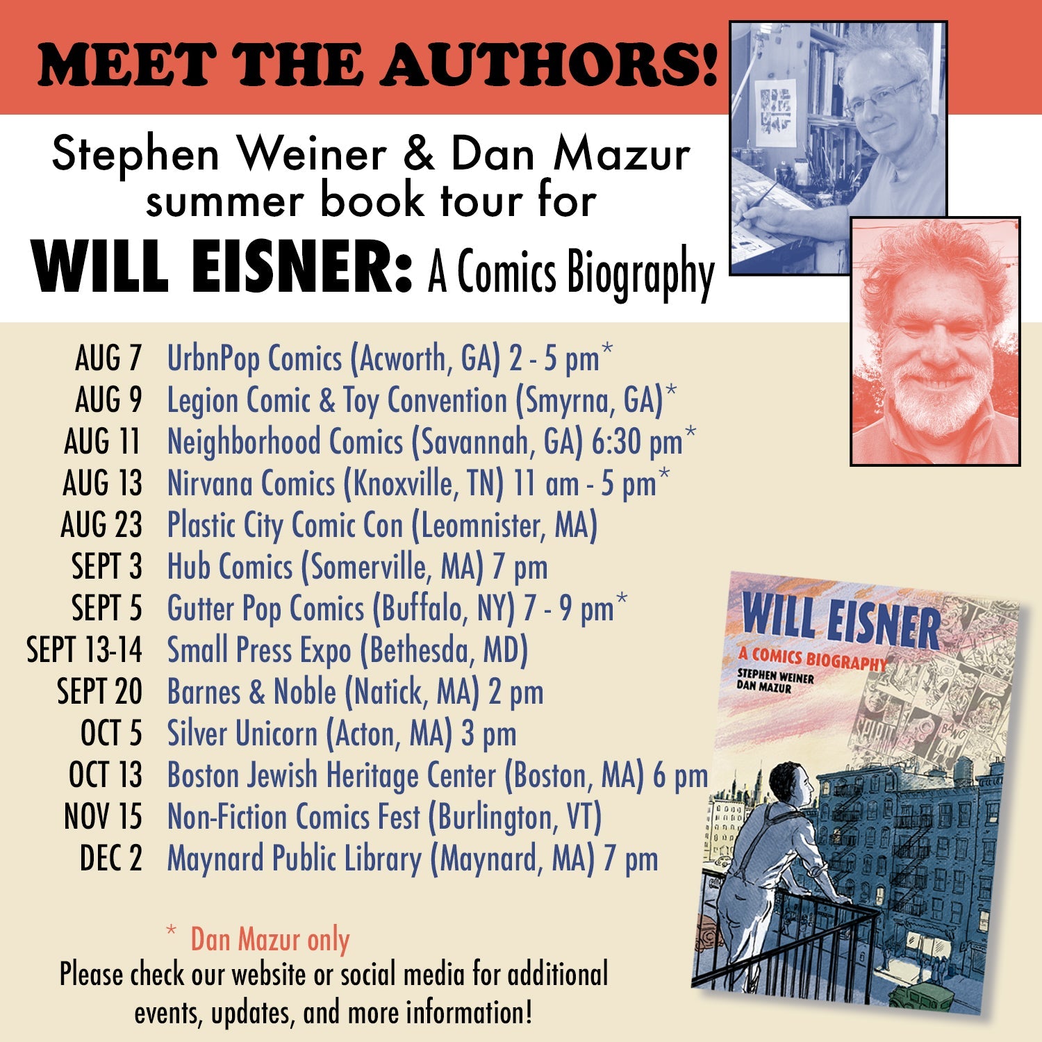 Updated WILL EISNER Summer Book Tour with Stephen Weiner & Dan Mazur